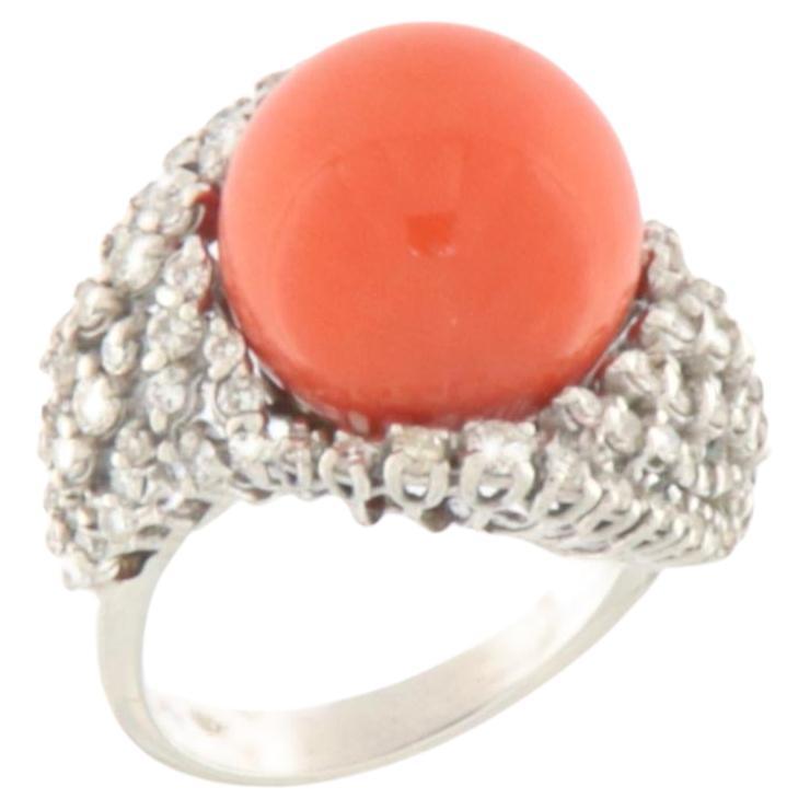 Coral Diamonds 18 Karat White Gold Cocktail Ring