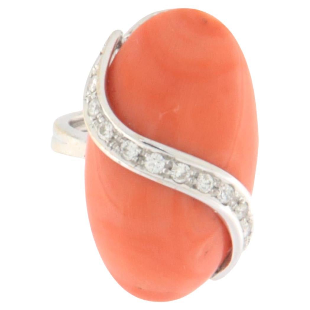 Coral Diamonds 18 Karat White Gold Cocktail Ring