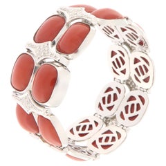 Coral Diamonds 18 Karat White Gold Cuff Bracelet