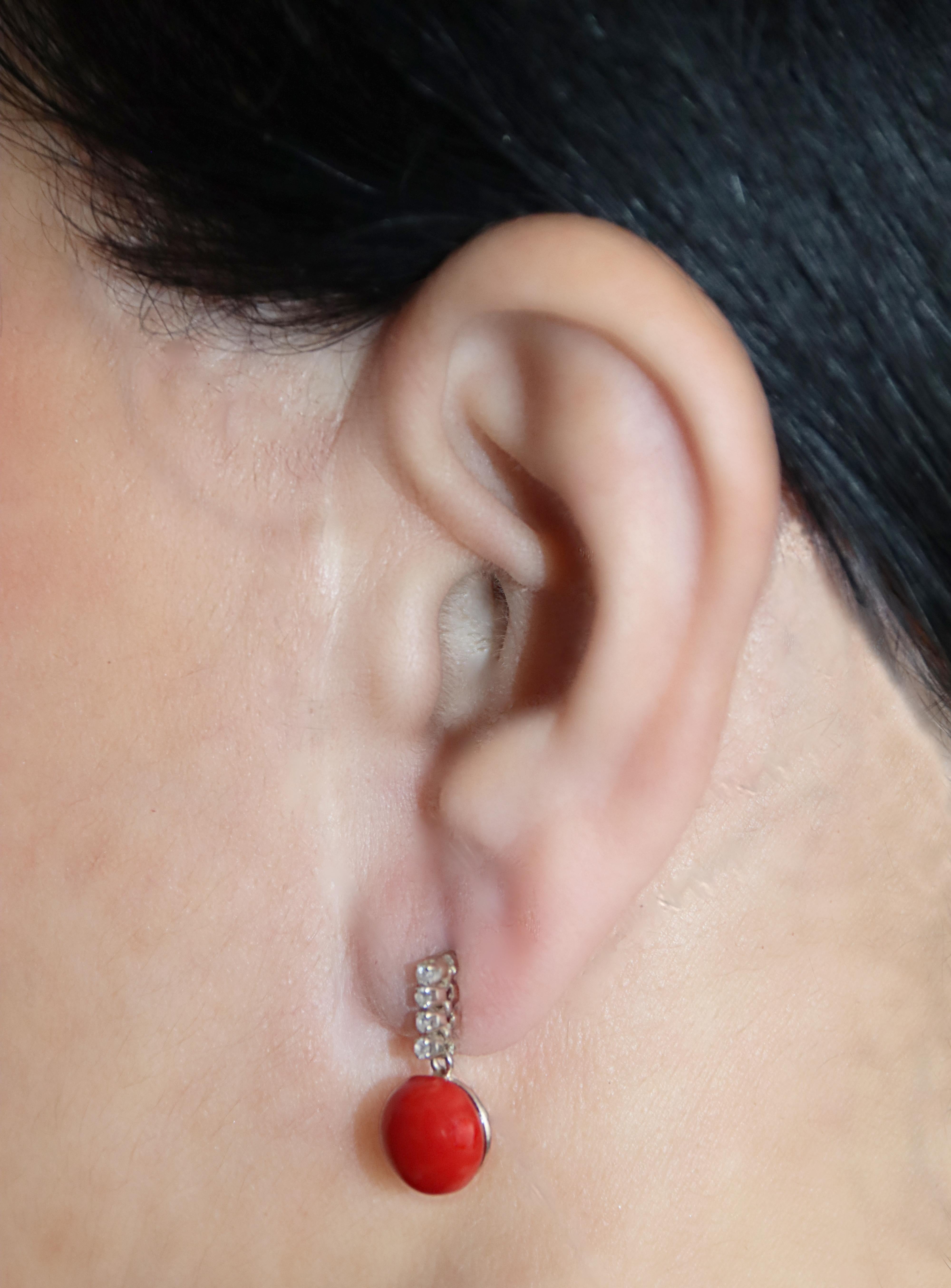 Coral Diamonds 18 Karat White Gold Drop Earrings For Sale 5