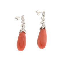 Coral Diamonds 18 Karat White Gold Drop Earrings