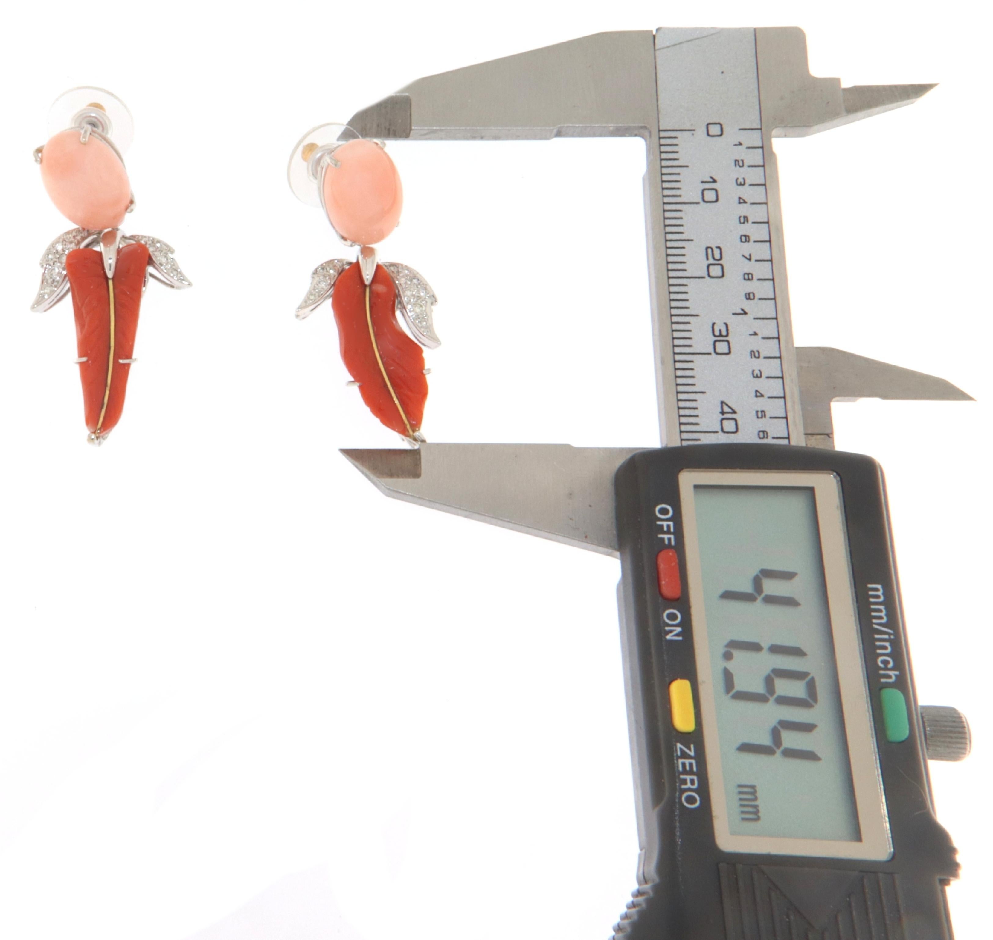 Coral Diamonds 18 Karat White Gold Drop Earrings In New Condition For Sale In Marcianise, IT