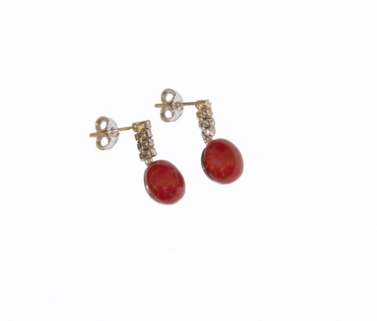 Women's Coral Diamonds 18 Karat White Gold Drop Earrings For Sale