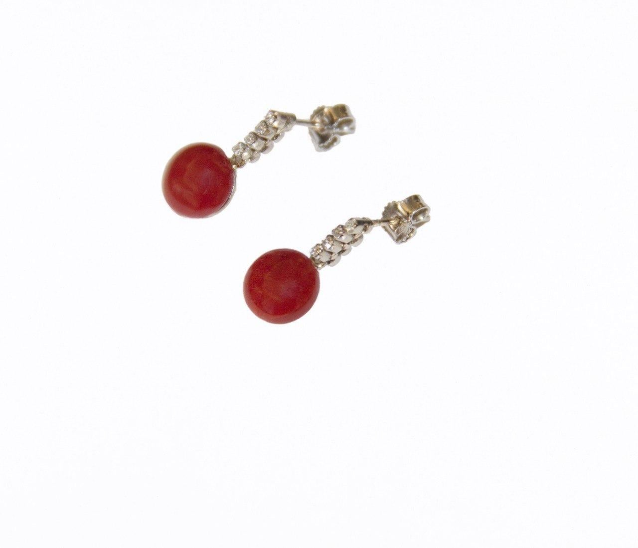 Coral Diamonds 18 Karat White Gold Drop Earrings For Sale 1