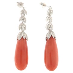Coral Diamonds 18 Karat White Gold Drop Earrings