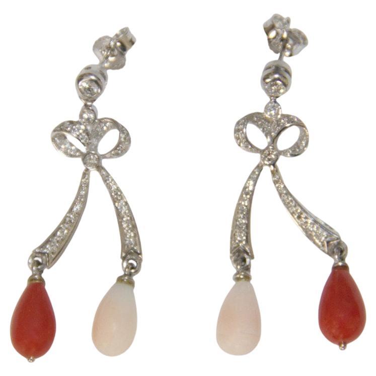 Coral Diamonds 18 Karat White Gold Drop Earrings