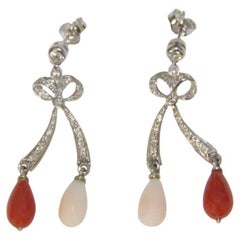 Coral Diamonds 18 Karat White Gold Drop Earrings
