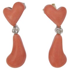 Coral Diamonds 18 Karat White Gold Drop Earrings