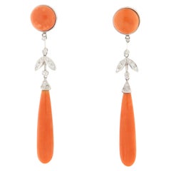 Coral Diamonds 18 Karat White Gold Drop Earrings