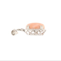 SCALA GIOIELLI 18K White Gold Coral Diamond Pendant, Italy