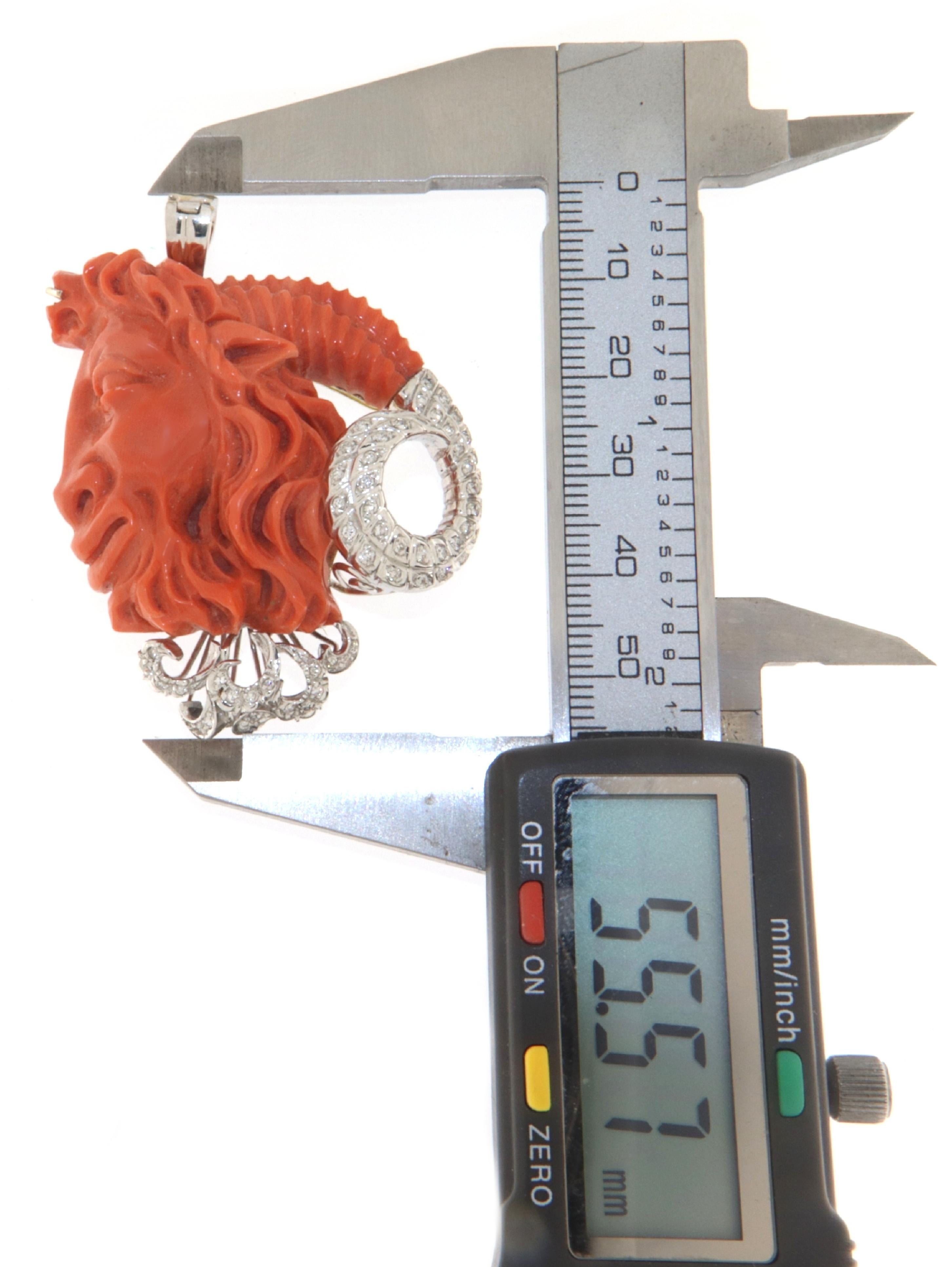 Coral Diamonds 18 Karat White Gold Pendant Necklace In New Condition For Sale In Marcianise, IT