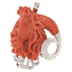 Coral Diamonds 18 Karat White Gold Pendant Necklace