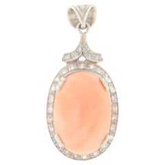 Coral Diamonds 18 Karat White Gold Pendant Necklace