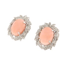 Coral Diamonds 18 Karat White Gold Stud Earrings