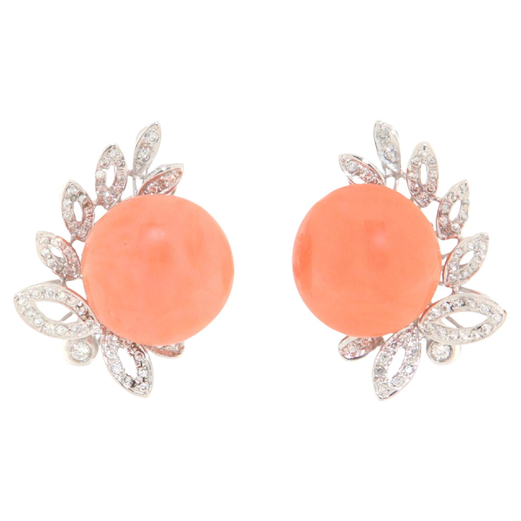 Coral Diamonds 18 Karat White Gold Stud Earrings