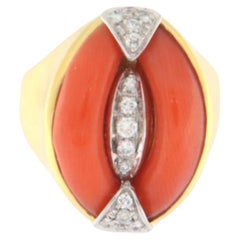 Coral Diamonds 18 Karat Yellow And White Gold Cocktail Ring