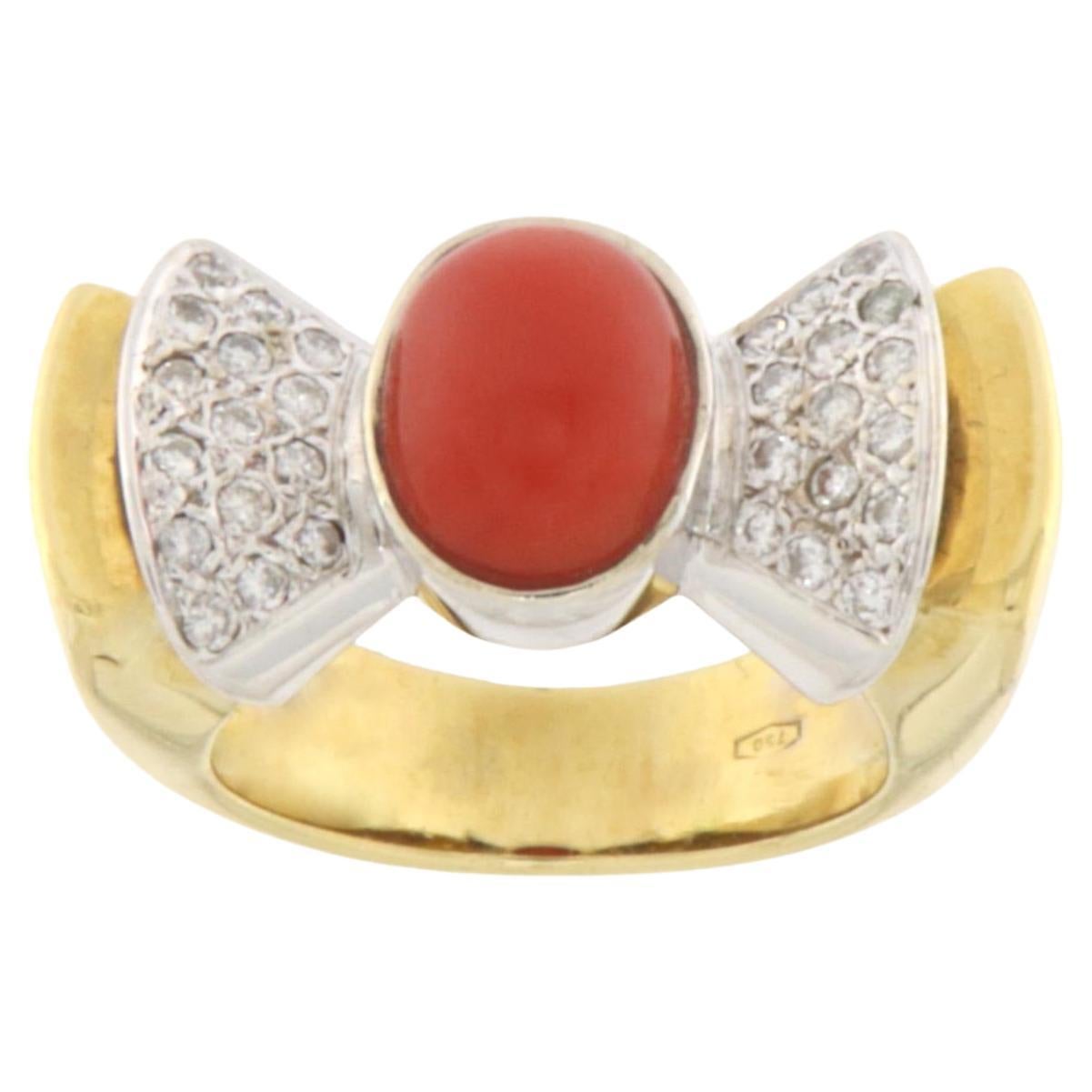 Coral Diamonds 18 Karat Yellow And White Gold Cocktail Ring