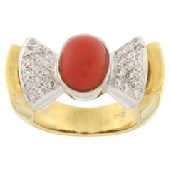 Bague cocktail en or jaune et blanc 18 carats avec diamants