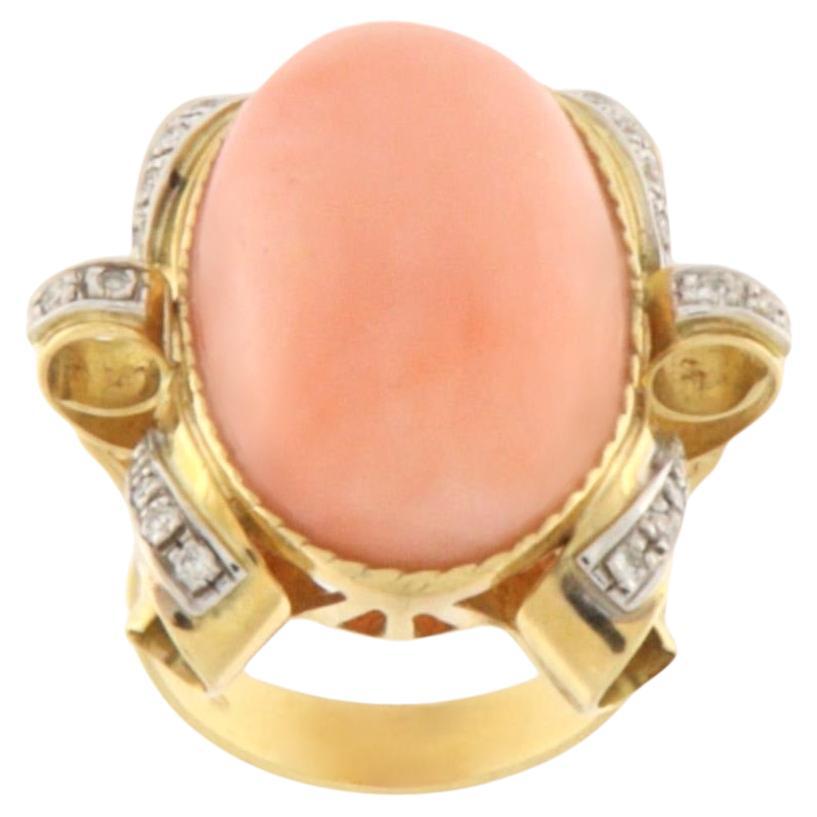 Coral Diamonds 18 Karat Yellow And White Gold Cocktail Ring