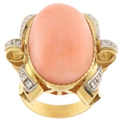 Coral Diamonds 18 Karat Yellow And White Gold Cocktail Ring