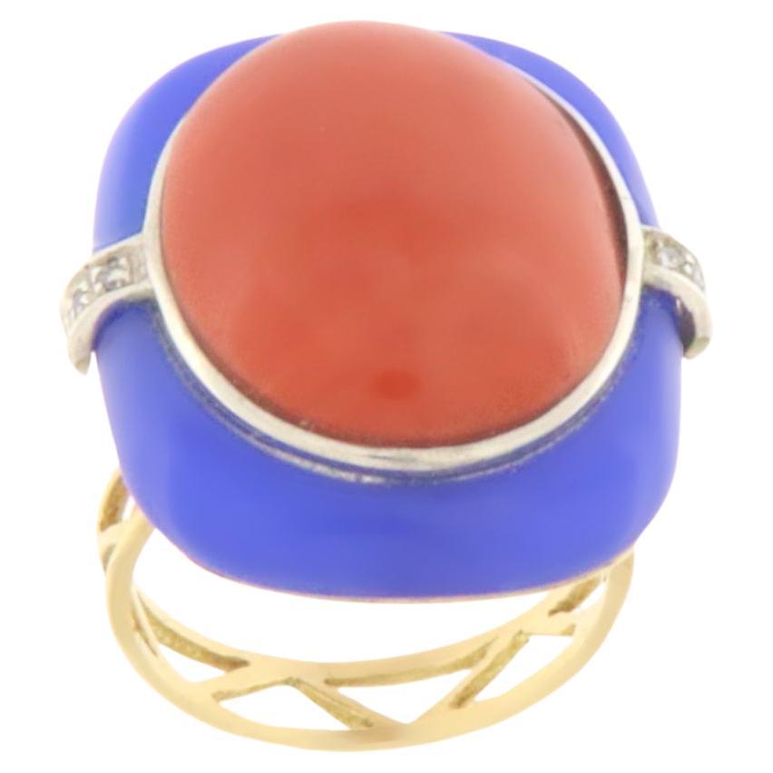 Coral Diamonds 18 Karat Yellow Gold Cocktail Ring