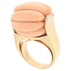 Coral Diamonds 18 Karat Yellow Gold Cocktail Ring