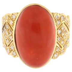 Coral Diamonds 18 Karat Yellow Gold Cocktail Ring