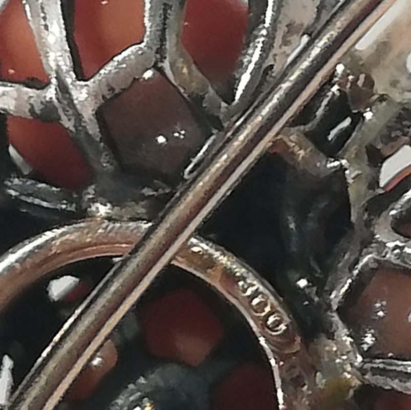 De las mujeres Pendientes de Coral, Diamantes, Oro Rosa y Plata. en venta