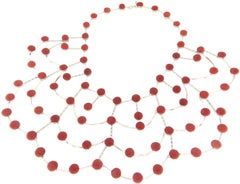 Coral Diamonds White Gold 18 Karat Choker Necklace
