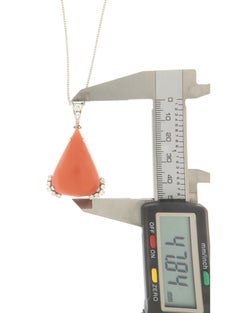 SCALA GIOIELLI 18K White Gold Coral Diamond Drop Necklace, Italy, 1980