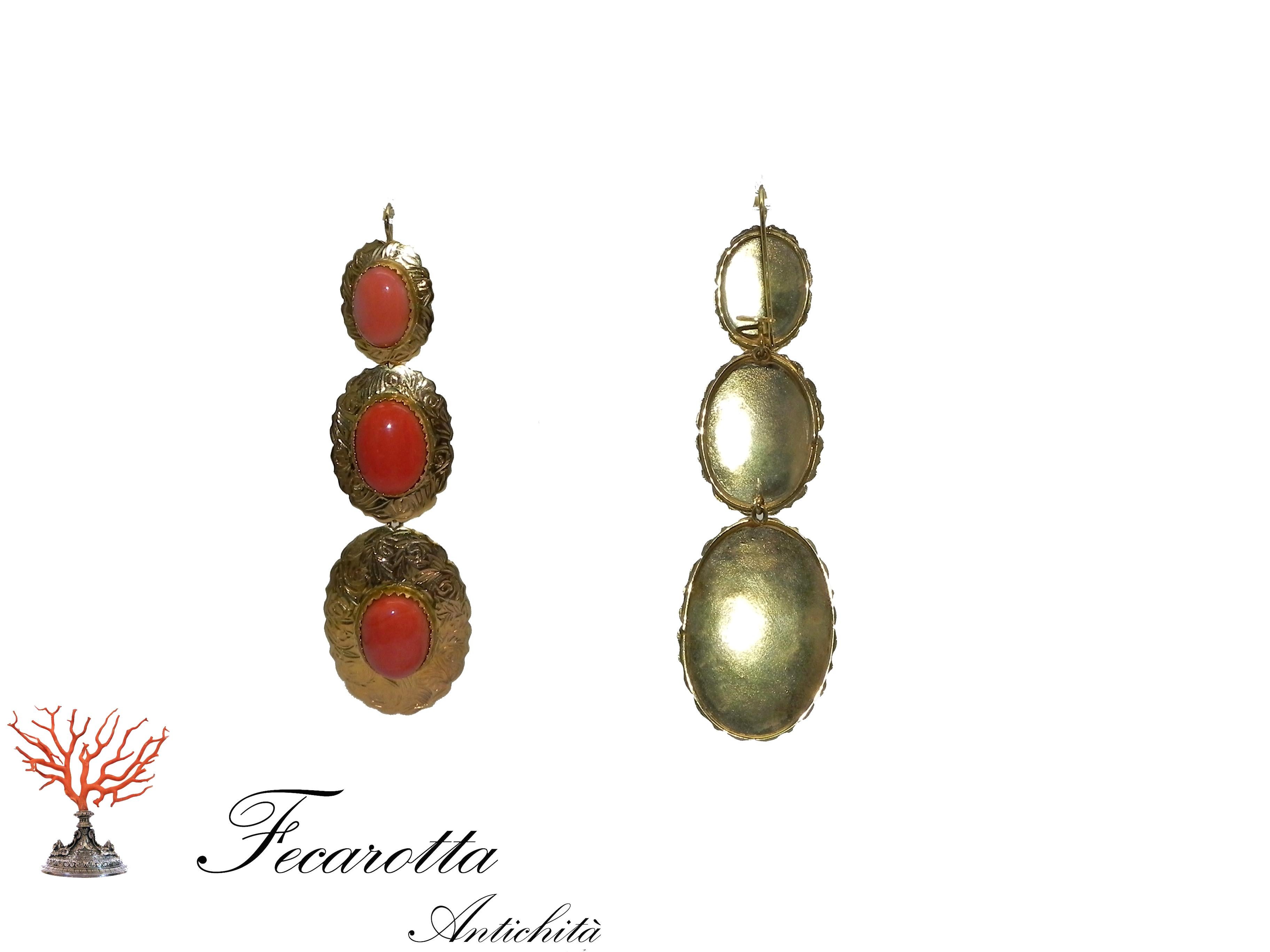 coral earrings gold