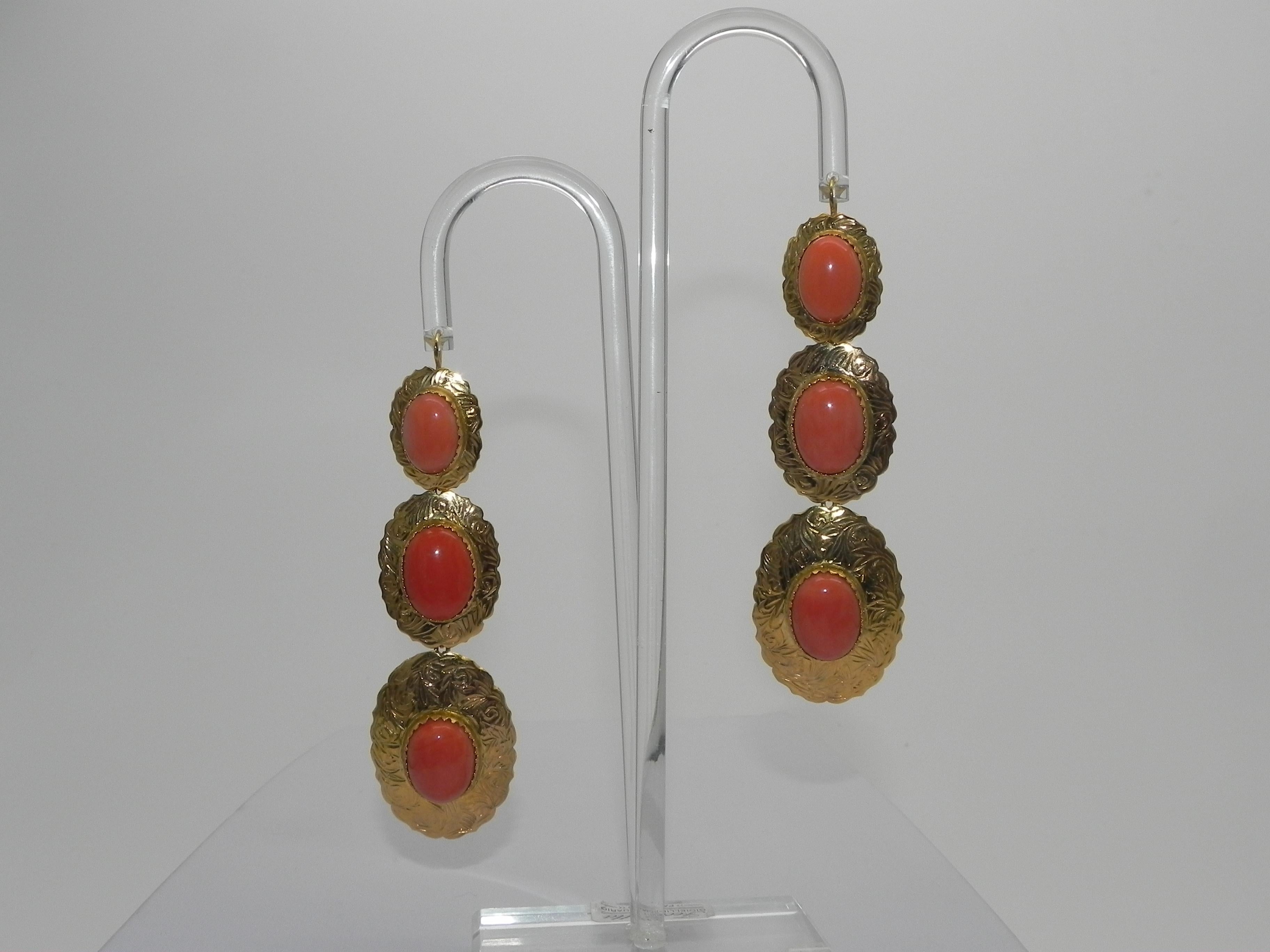 coral earrings 22k gold