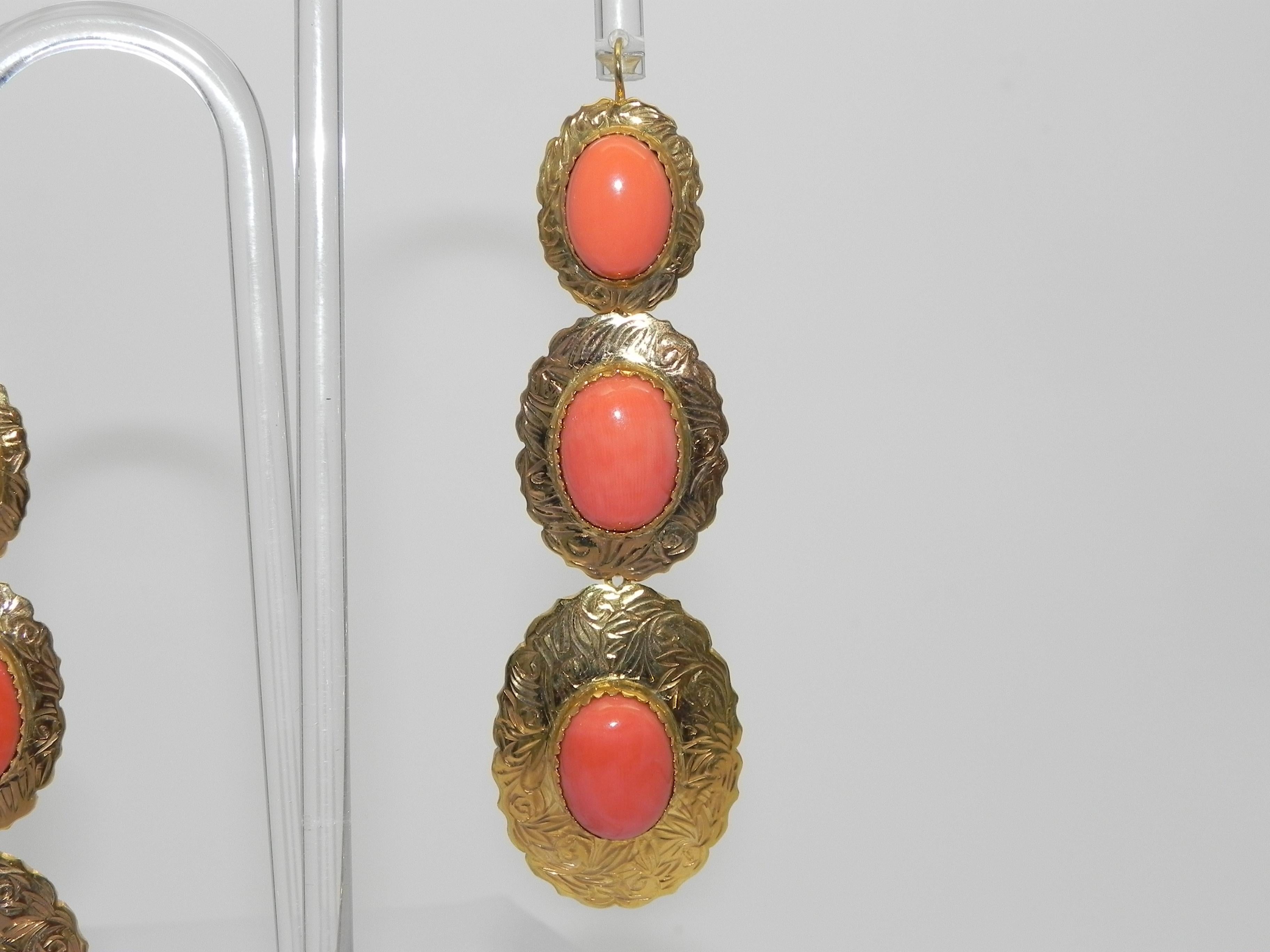 Retro Coral Earrings For Sale