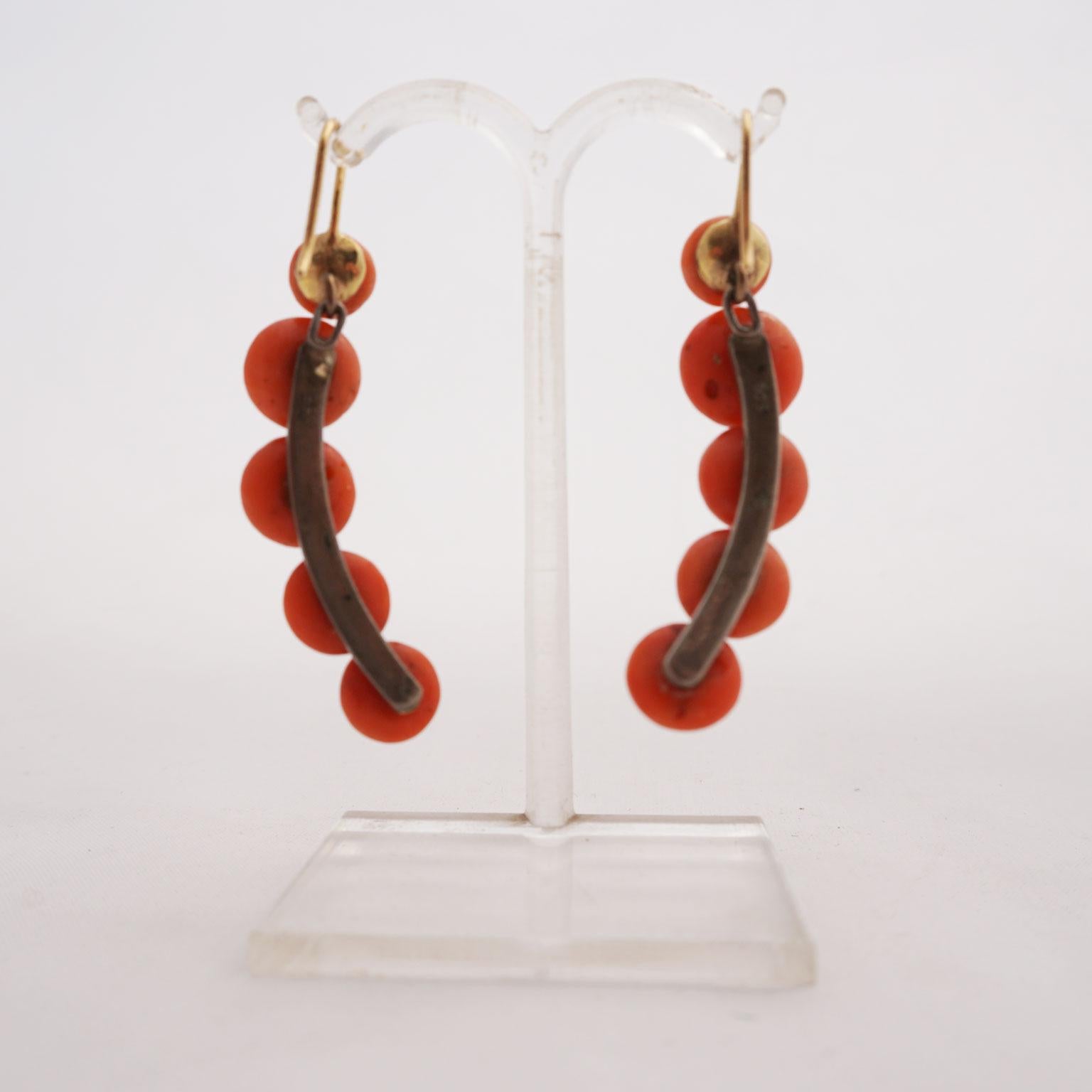 Women's or Men's Coral Earrings in Hanging Form