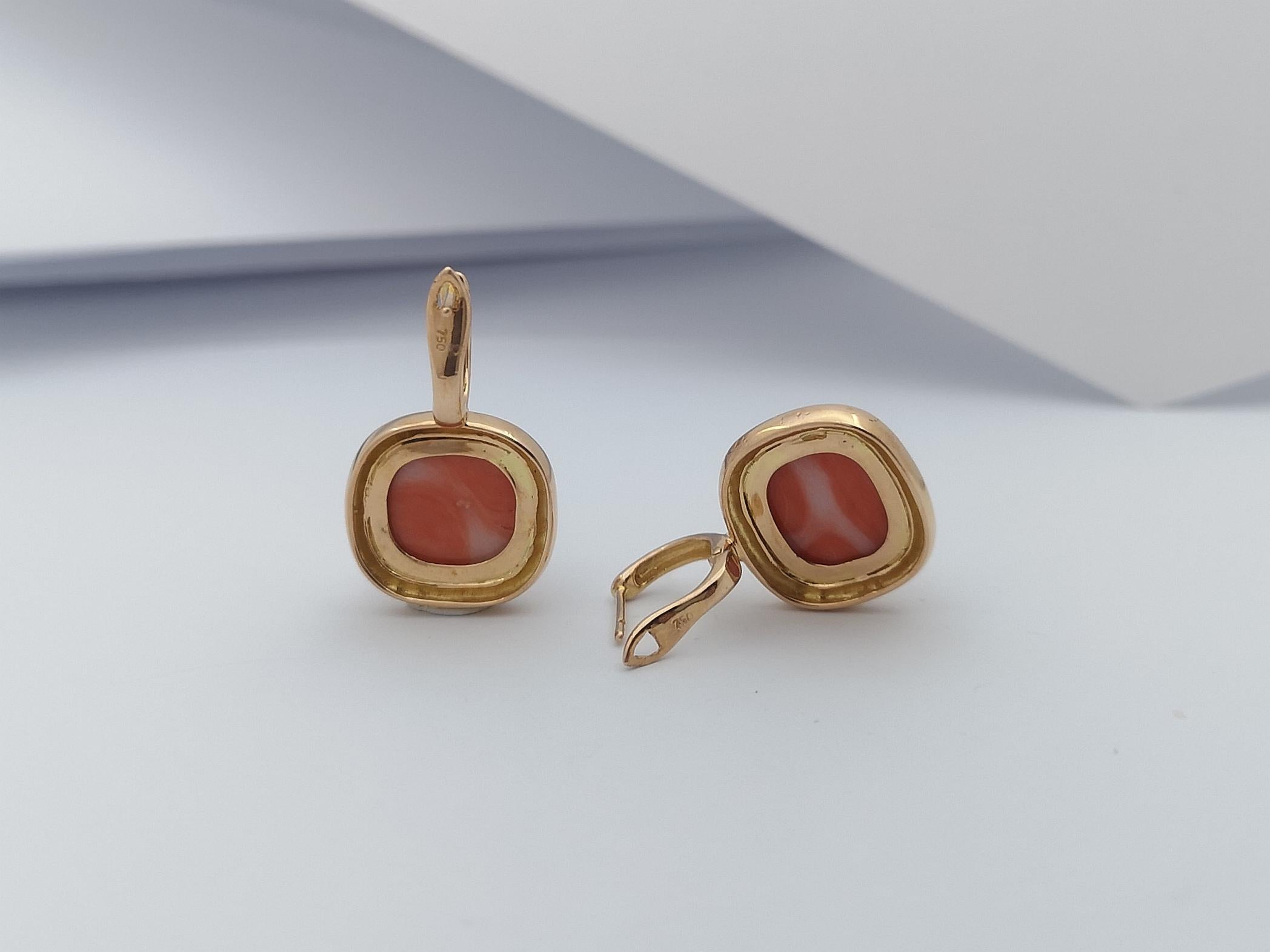 Coral Earrings Set in 18 Karat Rose Gold Settings For Sale 1