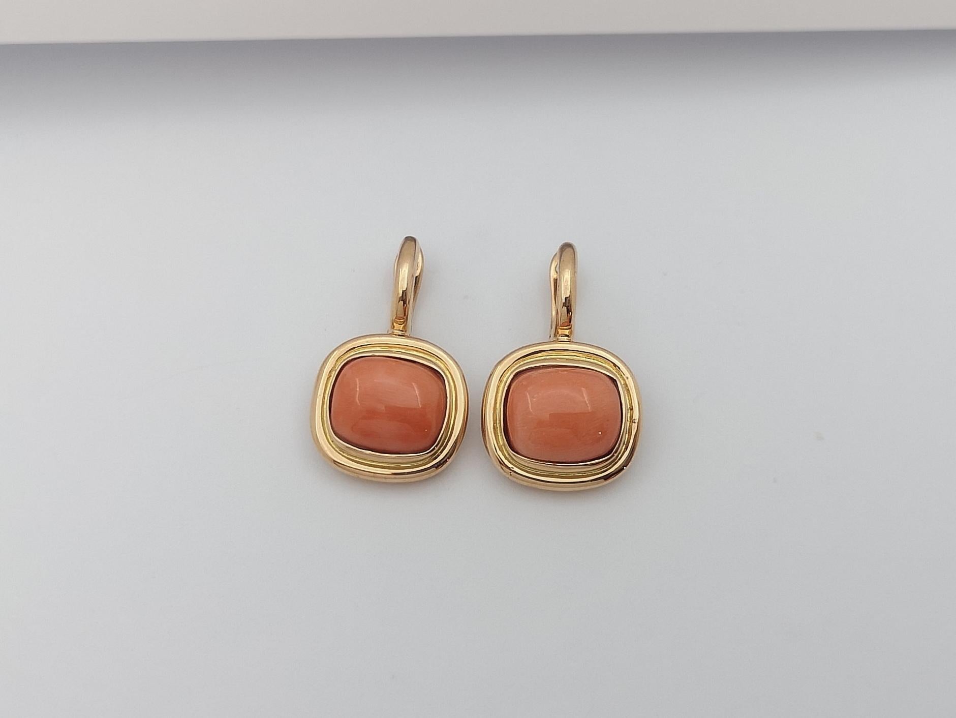 Coral Earrings Set in 18 Karat Rose Gold Settings For Sale 2