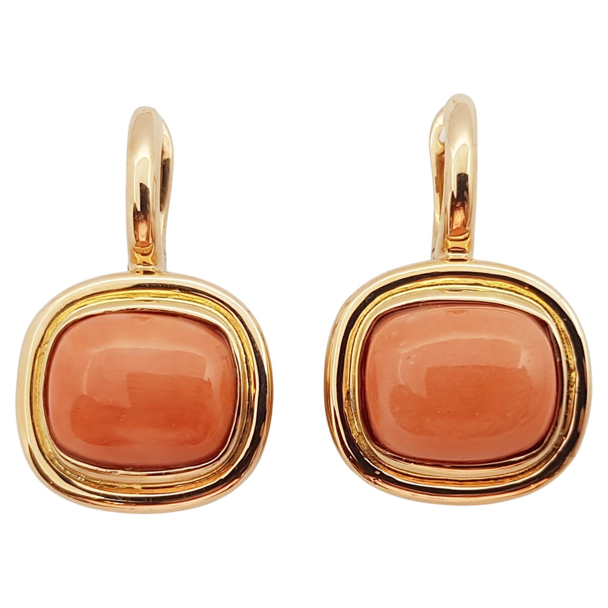 Coral Earrings Set in 18 Karat Rose Gold Settings For Sale