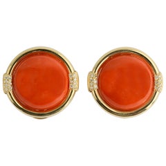Coral Earrings with Diamonds