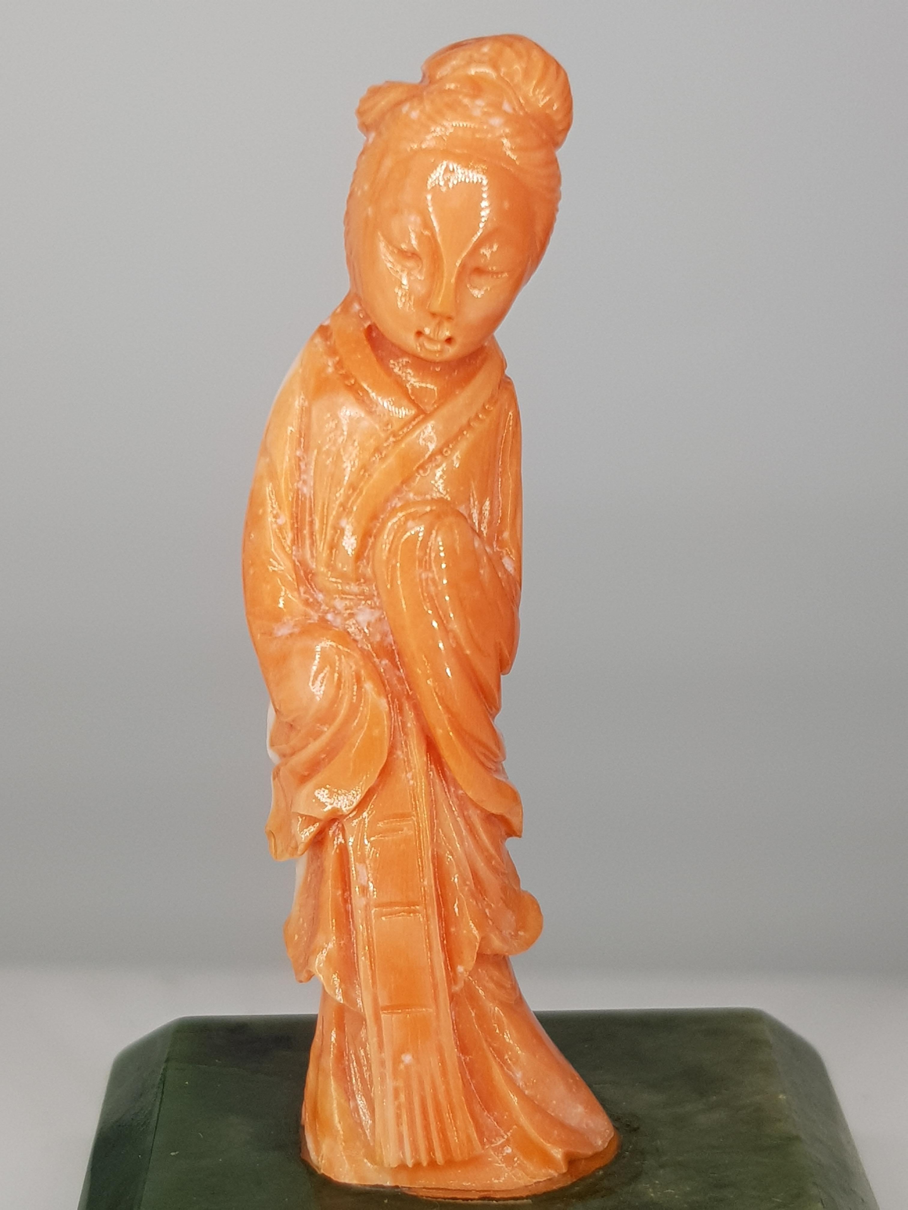 Women's or Men's Coral Engraved Figurine For Sale