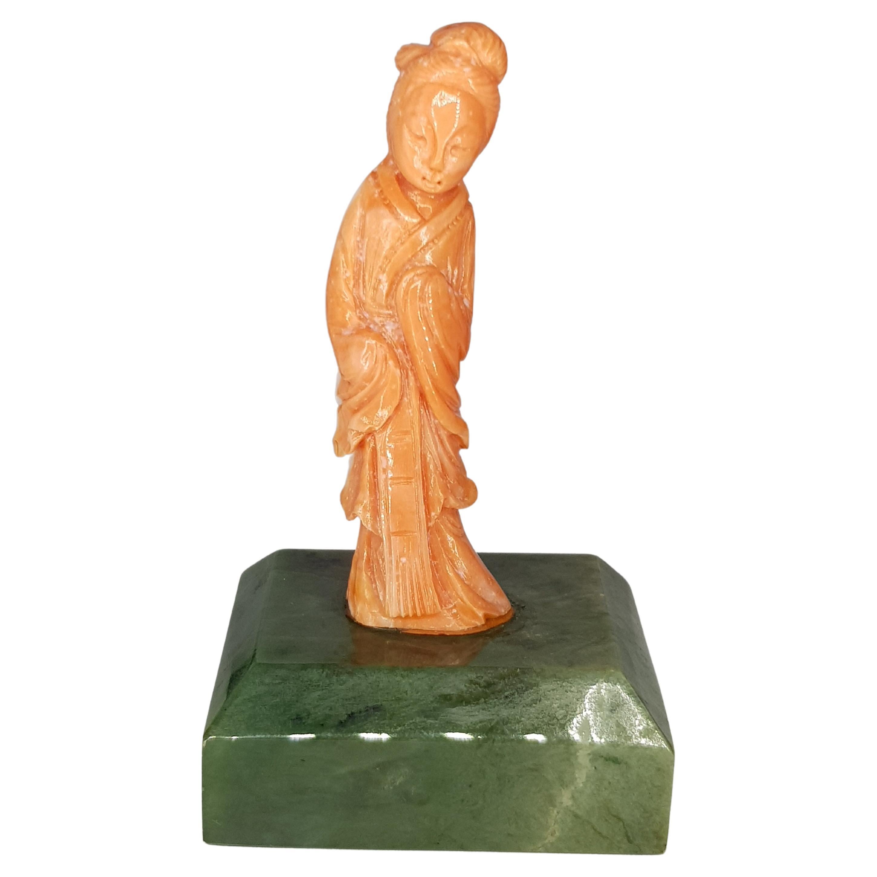 Coral Engraved Figurine For Sale