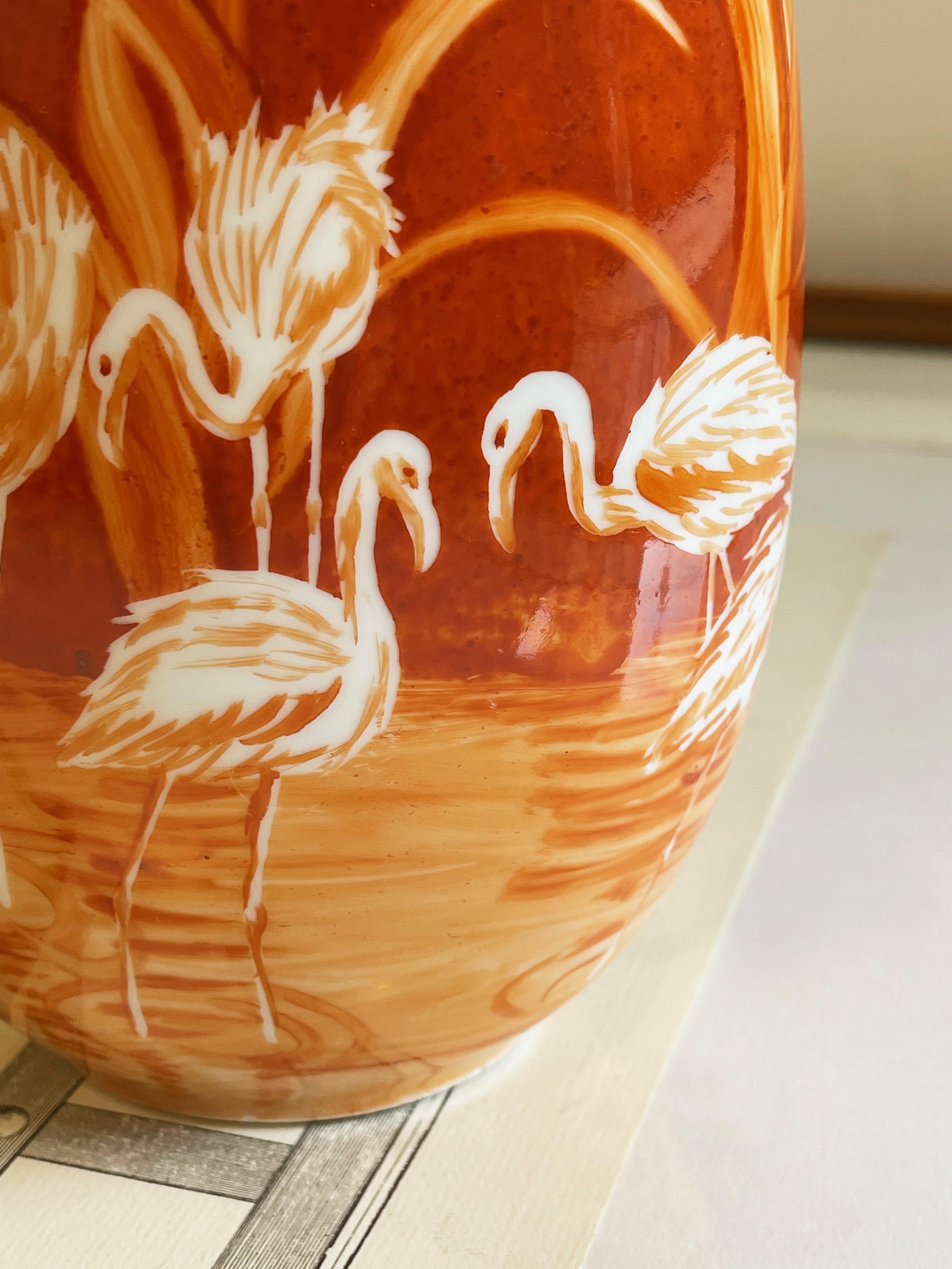 Vaso di fenicotteri e cigni in corallo di Thomas Rosenthal, dipinto a mano, 1963, Thomas Germany in vendita 2