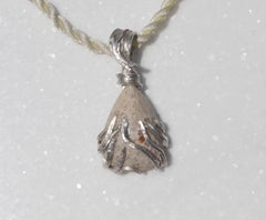 Coral Fossil Fine Silver Drop Pendant Necklace Organic Fossilized Jewelry