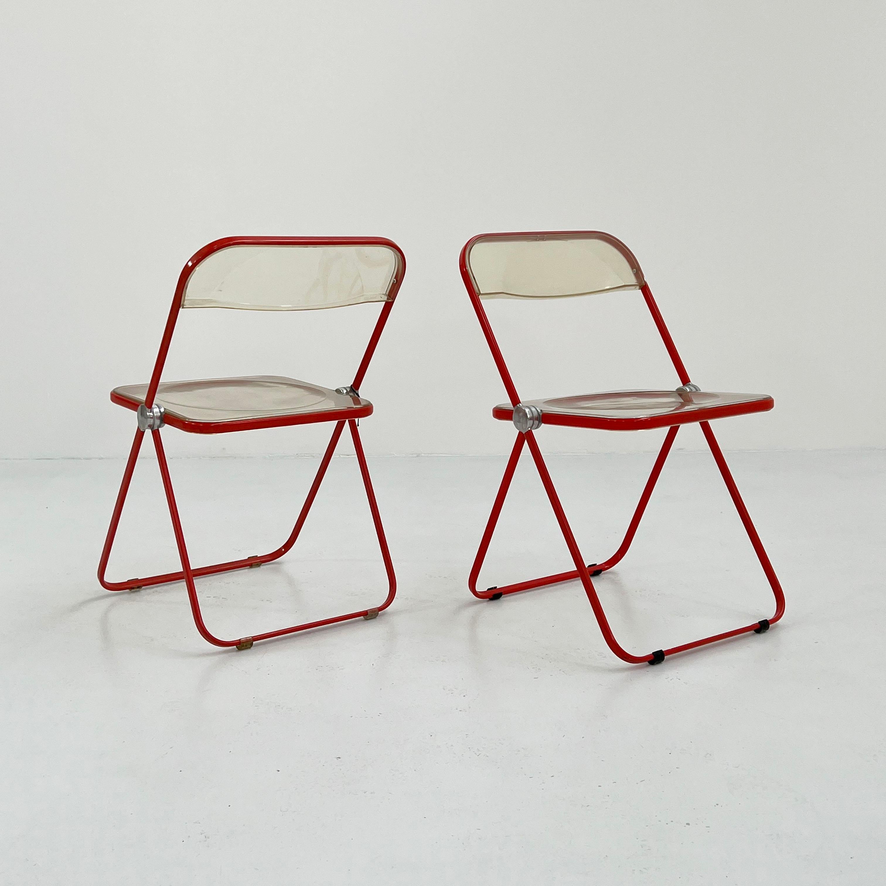 Mid-Century Modern Coral Frame Plia Folding Chair by Giancarlo Piretti for Anonima Castelli, 1960s