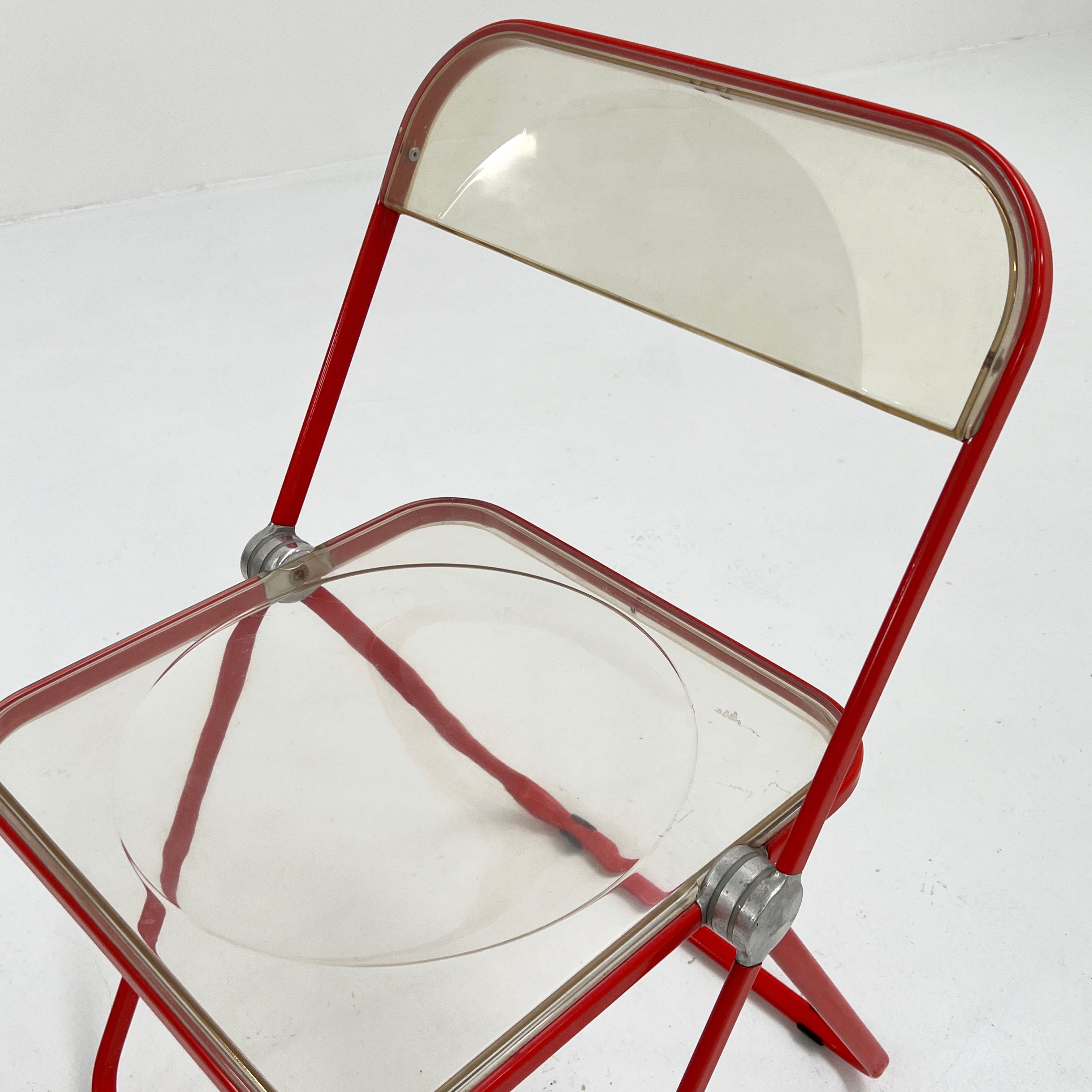 Plastic Coral Frame Plia Folding Chair by Giancarlo Piretti for Anonima Castelli, 1960s