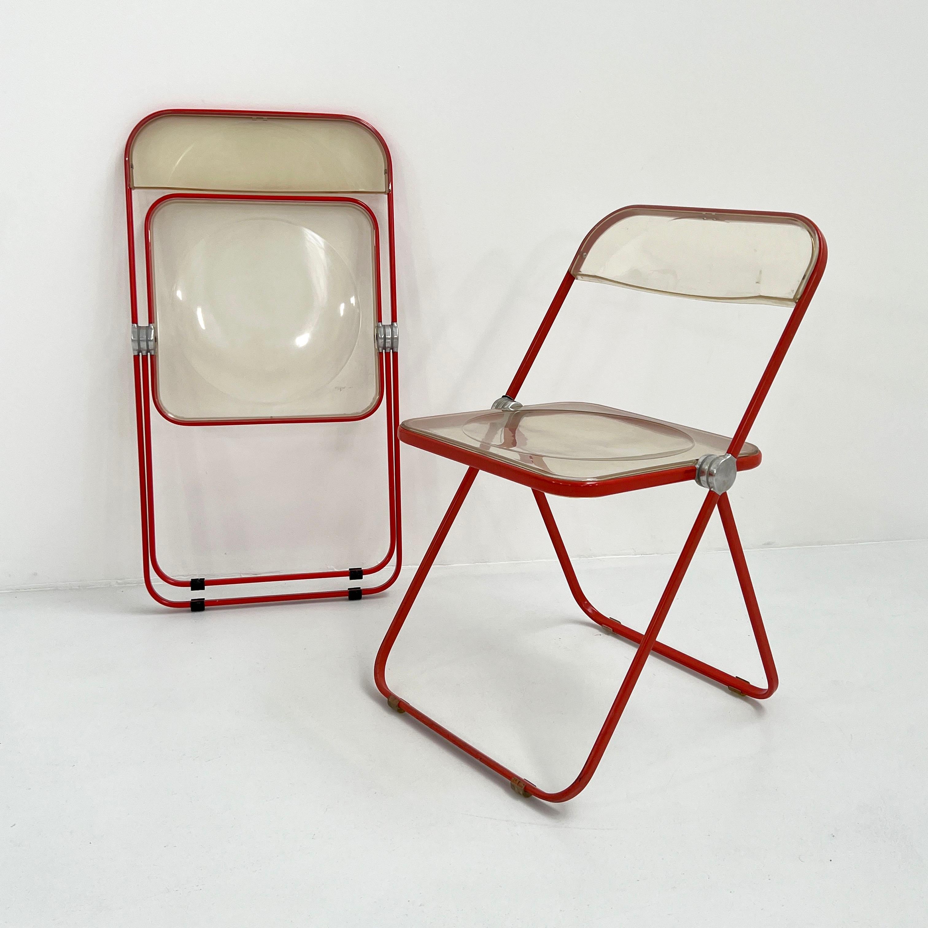 Coral Frame Plia Folding Chair by Giancarlo Piretti for Anonima Castelli, 1960s 1
