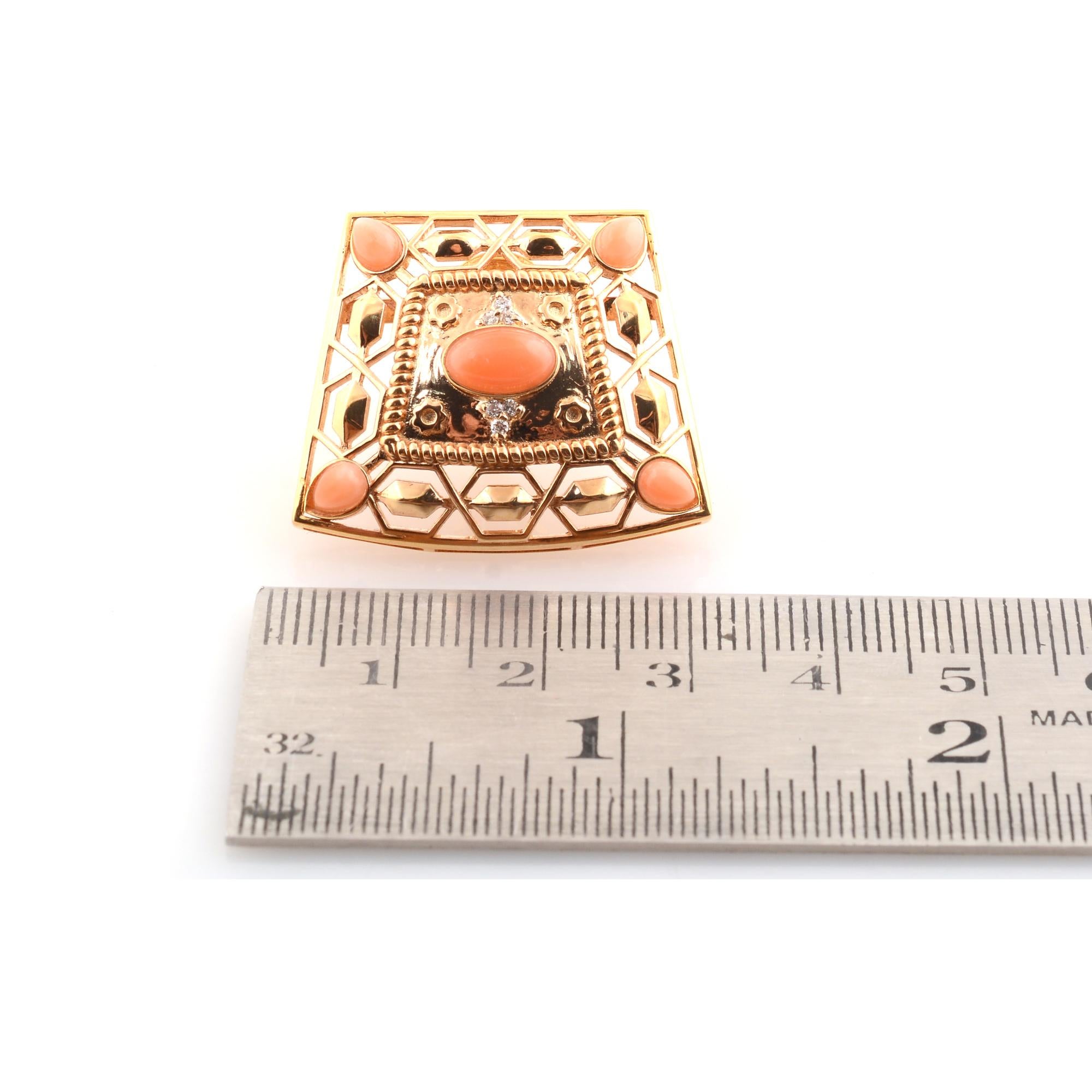 Women's Coral Gemstone Filigree Stud Earrings Solid 14k Yellow Gold Diamond Fine Jewelry For Sale