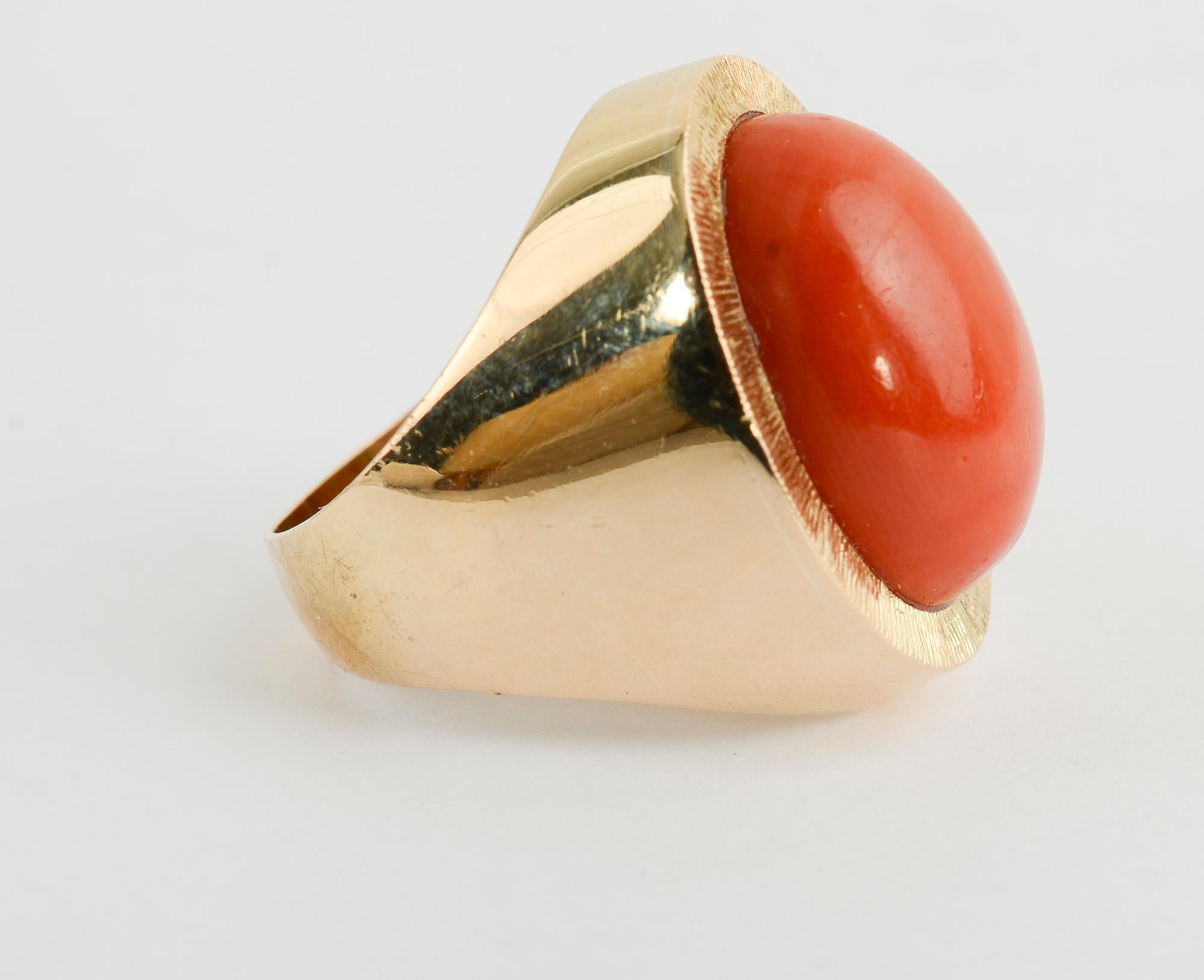 Modern Coral Gold Ring