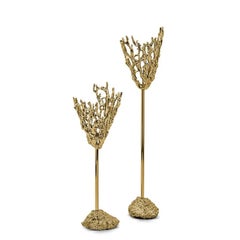 Set di 2 portacandele in oro corallo