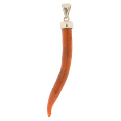 Coral Horn Silver Pendant