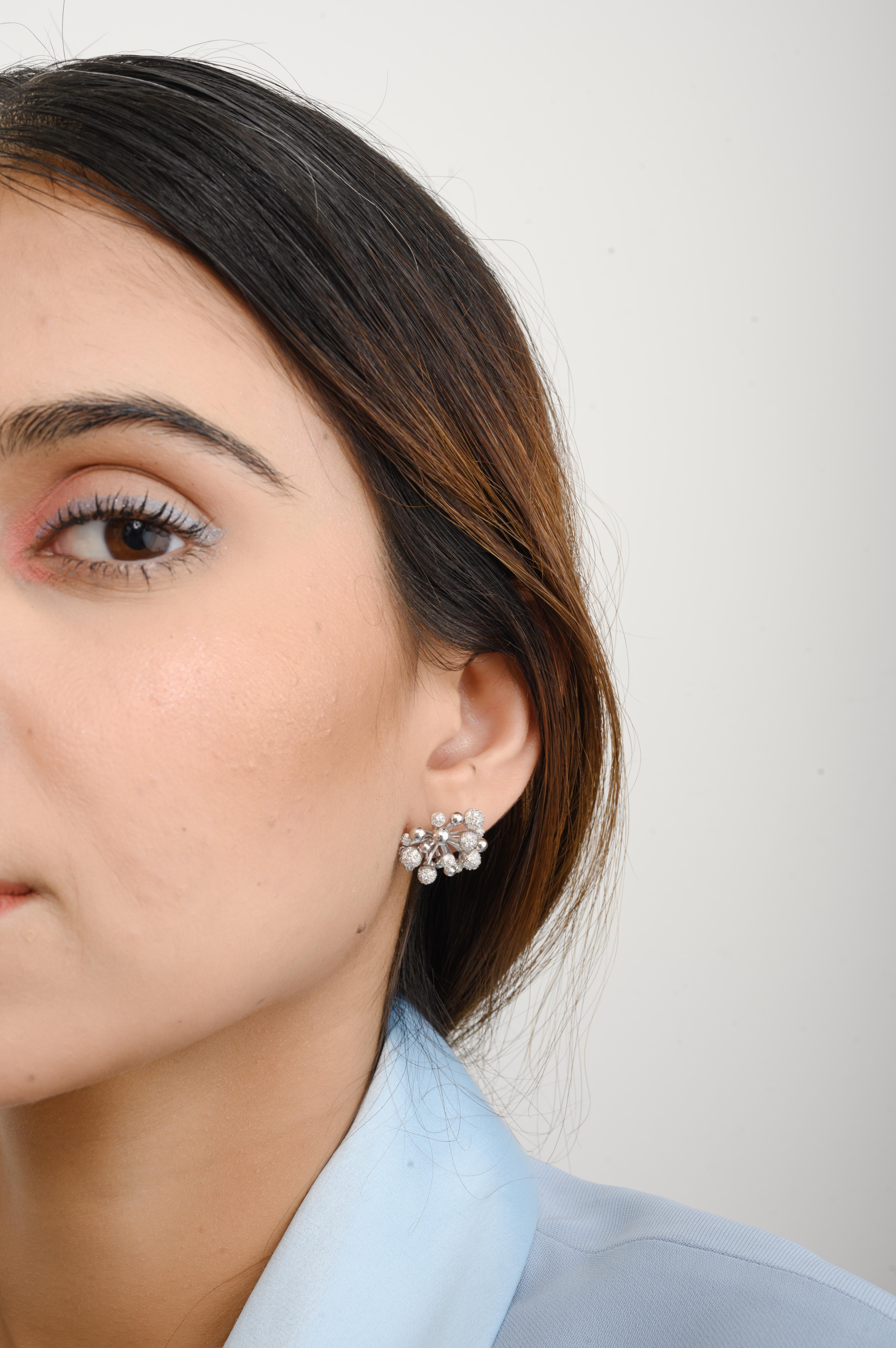 Women's Coral Inspired Zircon Floral Stud Earrings in 925 Sterling Silver Gift for Mom For Sale